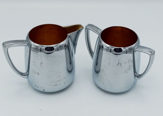 Chrome Sugar and Creamer by International Silver Co Set No. 8903