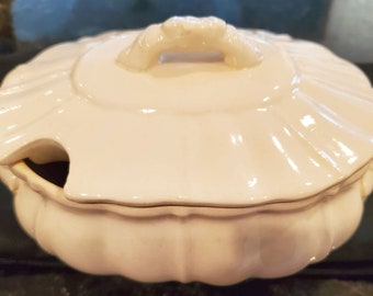 Petite soupière ou saucière ou service à sauce crème - poterie japonaise vintage - bol à légumes en céramique blanc crème - Nihon Yoko Boeki Co