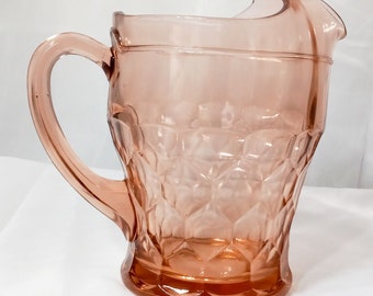 最終価格アメリカンアンティーク、デプレッショングラスピンクのみ全品譲渡 ヴィンテージ ラージ ピンク デプレッション ガラス ピッチャー