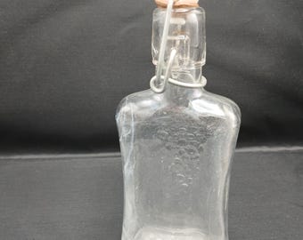 Vintage Glass Bottle, Clear Bottle With Ceramic Closure, Early Americana Bottle, Glass Bottle Collection