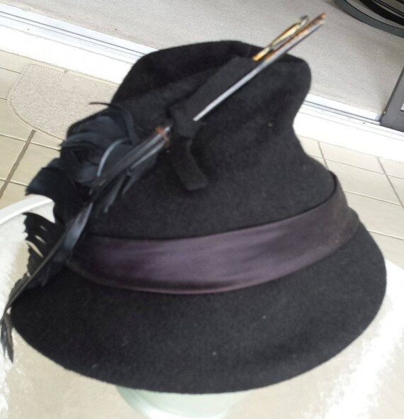 Vintage Glenover Navy Wool Floppy Hat 1950s Glenover Navy Blue Complete Wool Hat - Etsy main image 4