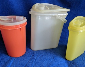 Vintage Tupperware Stor and Pour Pitchers Containers - Choose One or all Three - Retro Kitchen, Kitchen Storage, RV Camping Gear