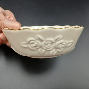 5&quot; All Purpose Bowl Rosebud Collection by LENOX - Cream Color Bowl with Sculpted Roses and Gold Trim, Vintage Collectible