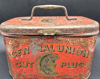 tobacco central Central Union Cut Plug Tobacco Advertising Tin: Lunch pail Style Tobacciana  Gift