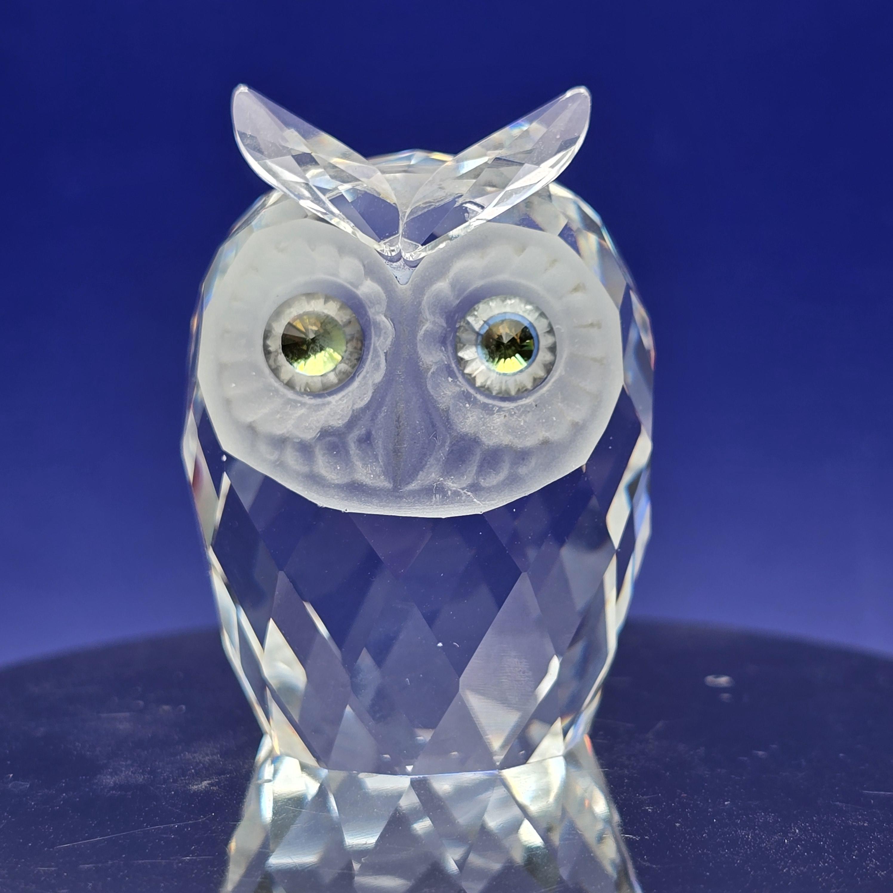 Vintage Swarovski Crystal Owl – Blocked SC Logo – Retired – Green