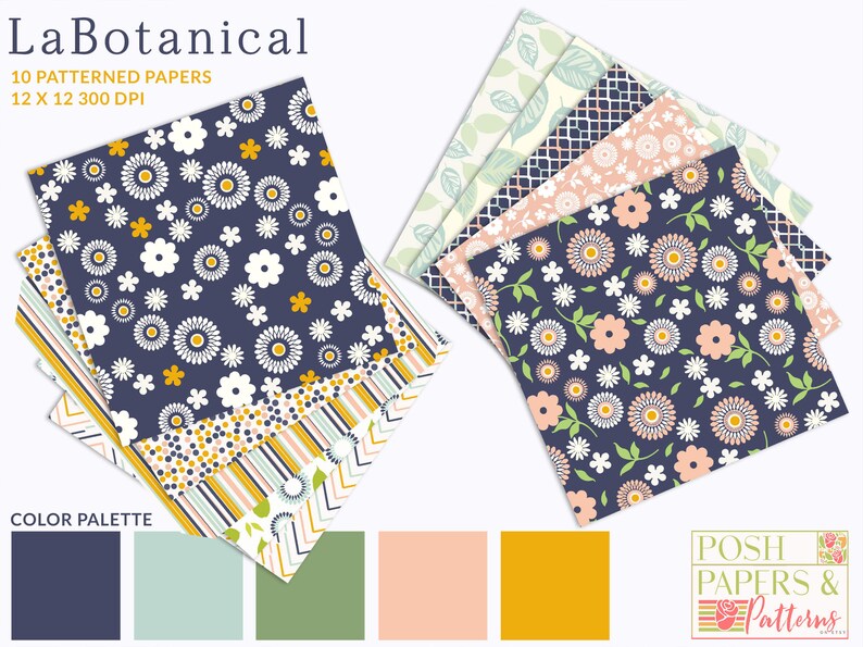 botanical floral scrapbook papers for craft projects