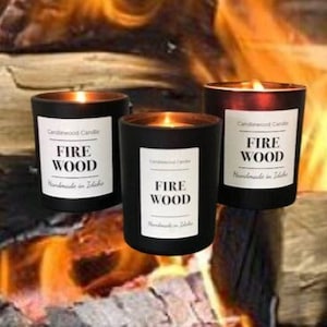 FIREWOOD - Authentic Wood Fire Scent Cotton Wick Candle  - New Black Jar with Wood Lid !! Simply like no others! Best Seller since 2012!