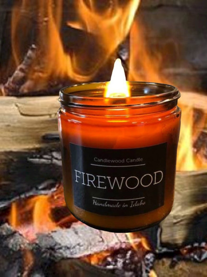 FIREWOOD Crackling Wood Burning Fireplace Soy Wax Candle Etsy