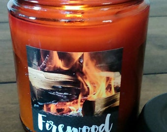 FIREWOOD - Crackling Fire - Authentic Wood Burning Wood Wick Soy Candle 9 oz - Simply like no others! Best Seller since 2012!