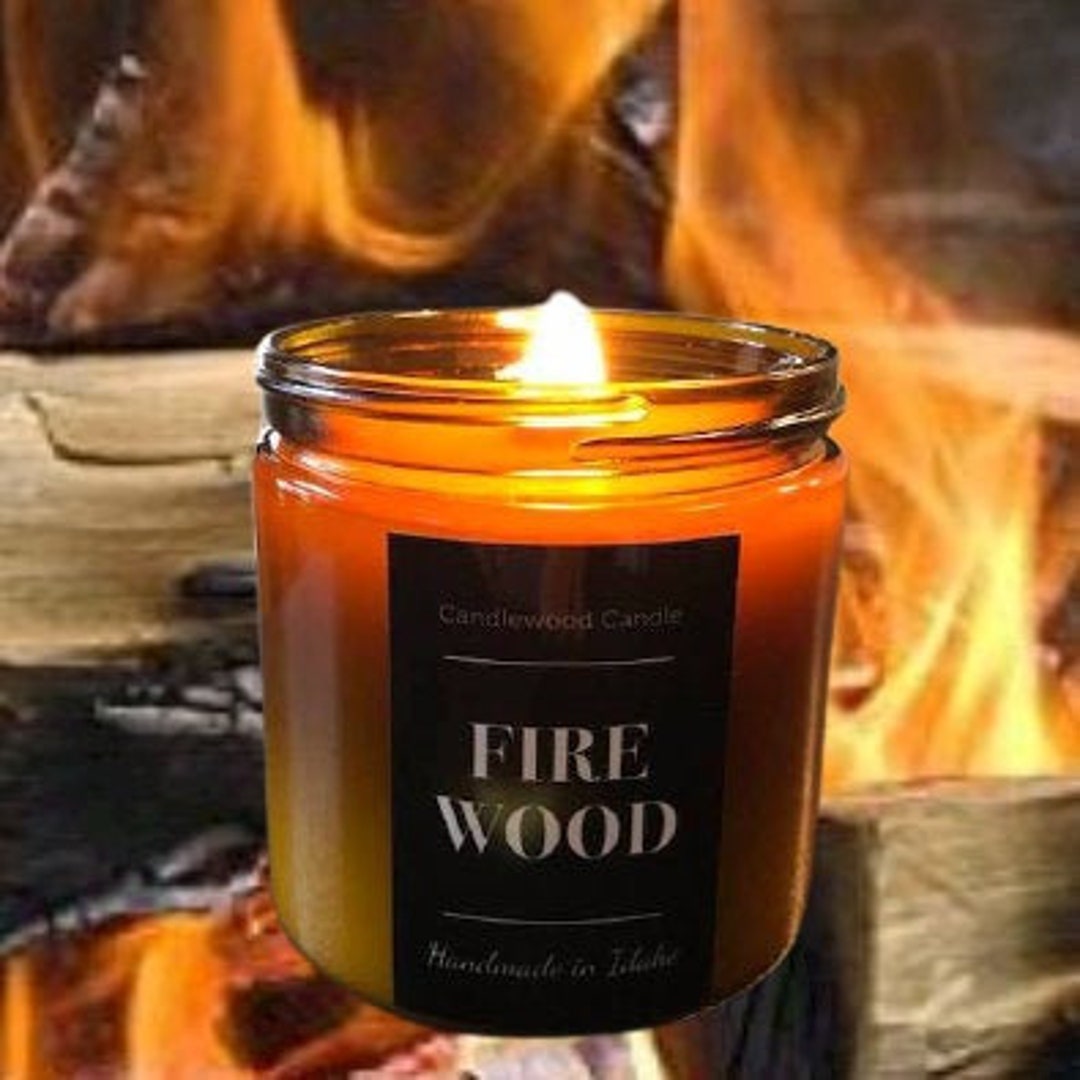 FIREWOOD Crackling Wood Burning Fireplace Soy Wax Candle in - Etsy Israel