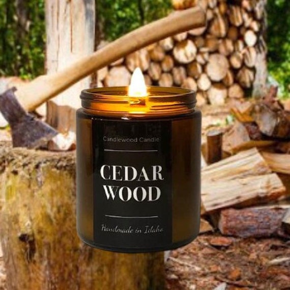 CEDAR WOOD Crackling Wood Fire Natural Soy Wax Candle in 