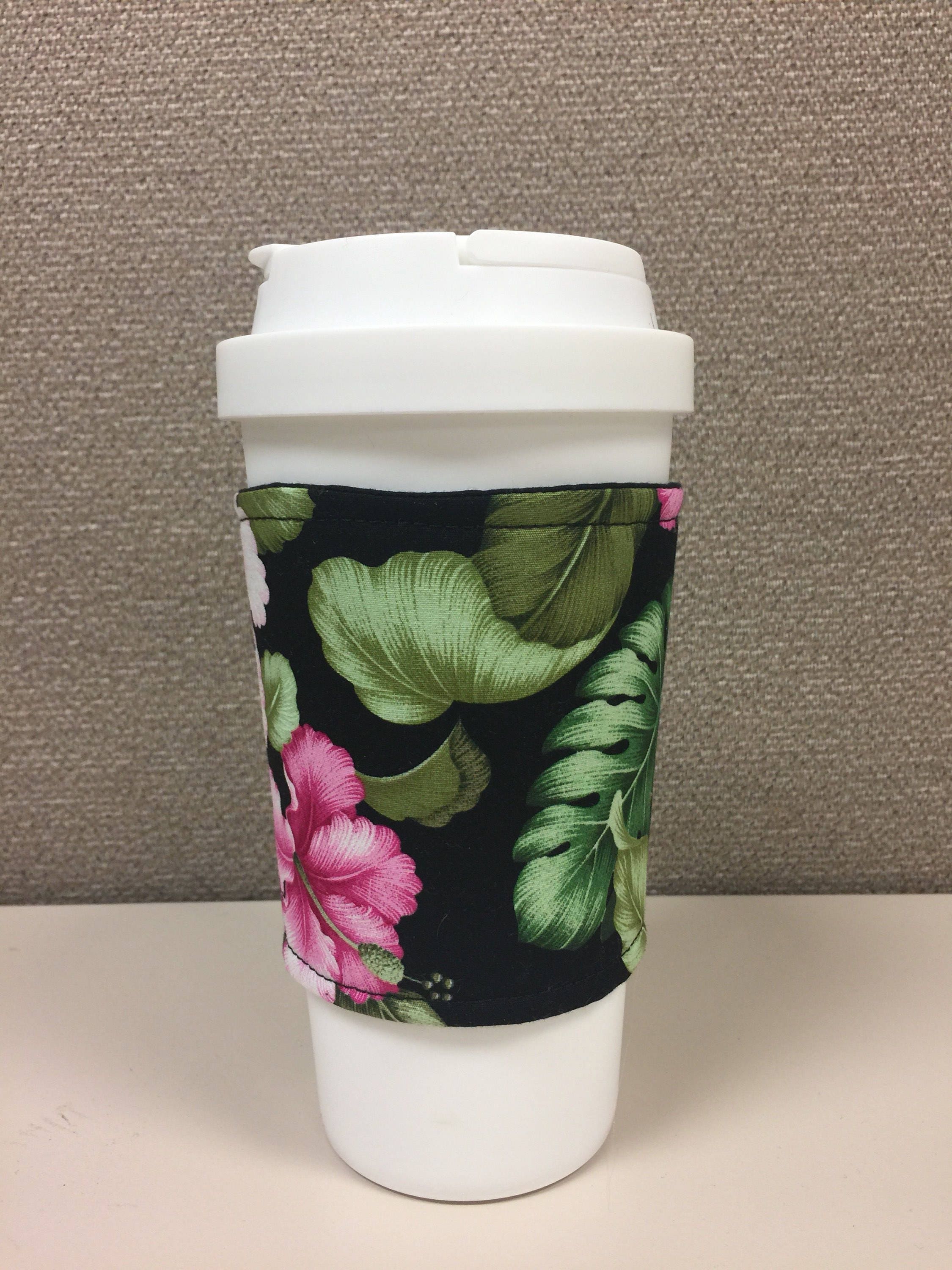 Iced Coffee Cozy/Hot Pink Hibiscus Medium Or Large Reversible Sleeve -  Yahoo Shopping