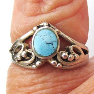 Signed JC Jim Calladitto Navajo Sterling Silver  Turquoise Vtg Ring Sz 5