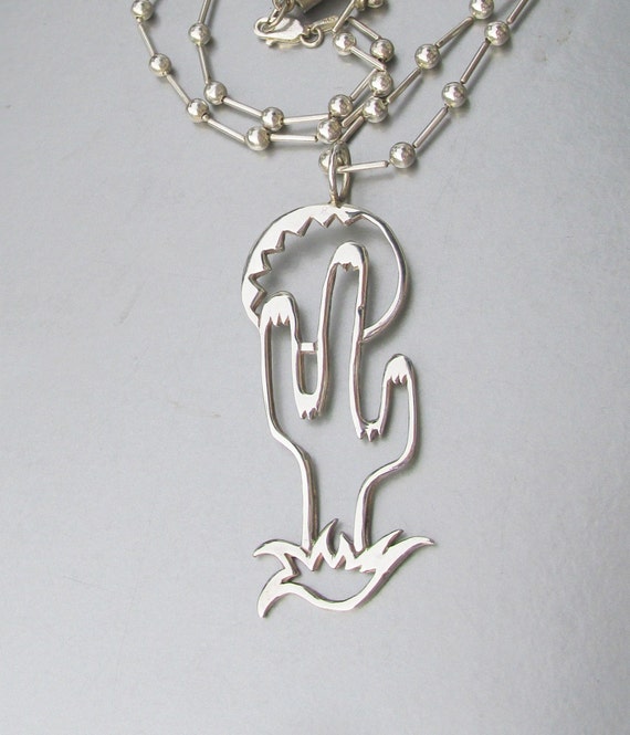 Sterling silver deals cactus necklace