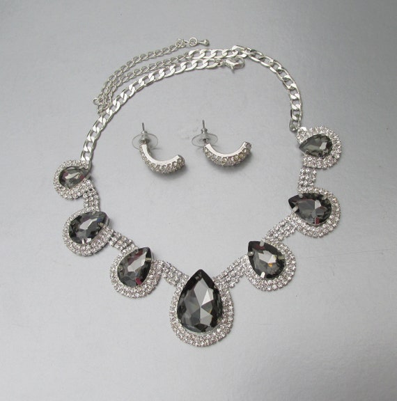 Vintage 1980s Collar Necklace Earrings Prom Party… - image 5
