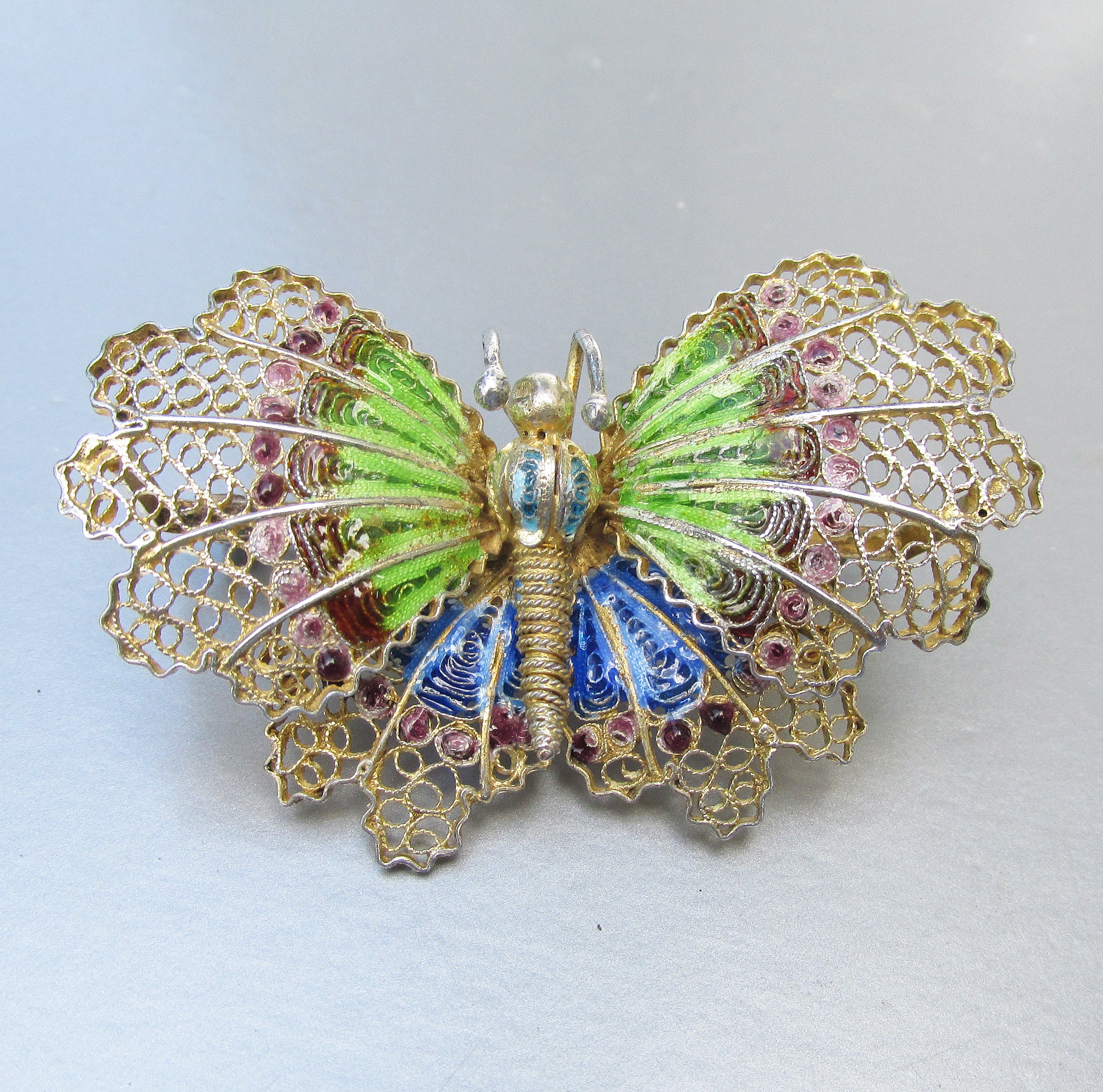 Folded Filigree Green Butterfly Earrings Folded Filigree Green Butterfly Earrings