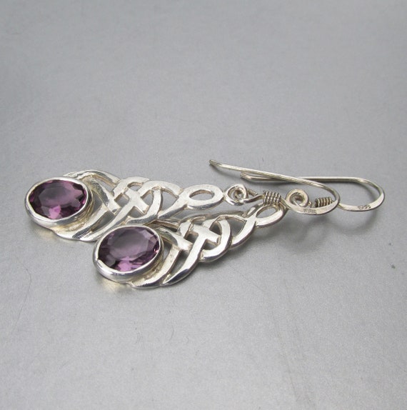 SALE!  Sterling Silver & Amethyst Celtic Knot Dan… - image 3