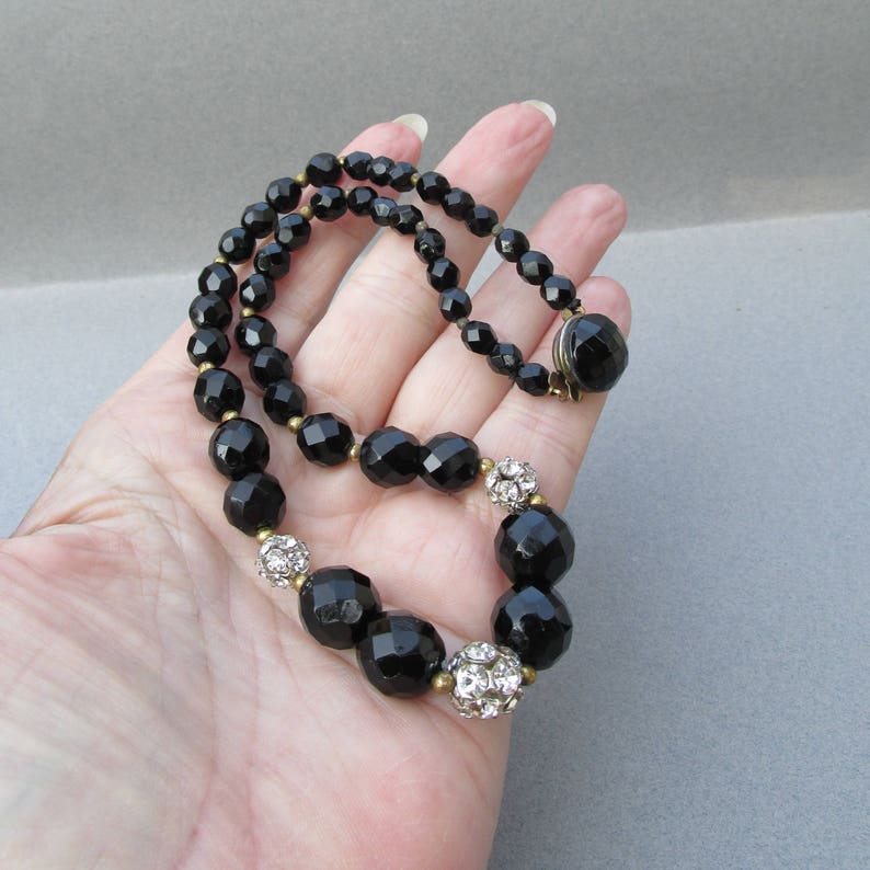 Vintage Czech Glass Bead & Rhinestone Disco Ball Necklace Etsy