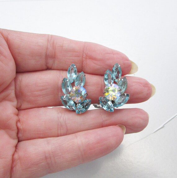 Pretty Pale Blue AB Rhinestone Vintage Mid-Centur… - image 3