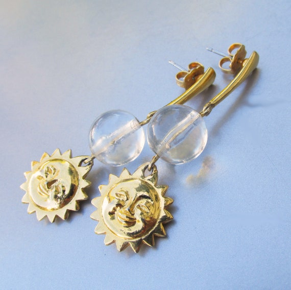 Vintage Avon Gold Tone Dangle Pierced Earrings Sm… - image 4