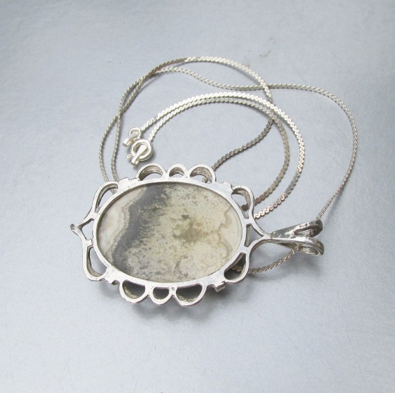 Sterling Silver Gray Crazy Lace AGATE Vintage Lar… - image 3