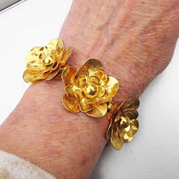 BIG 3-D Flower Link 1940's Retro Bracelet
