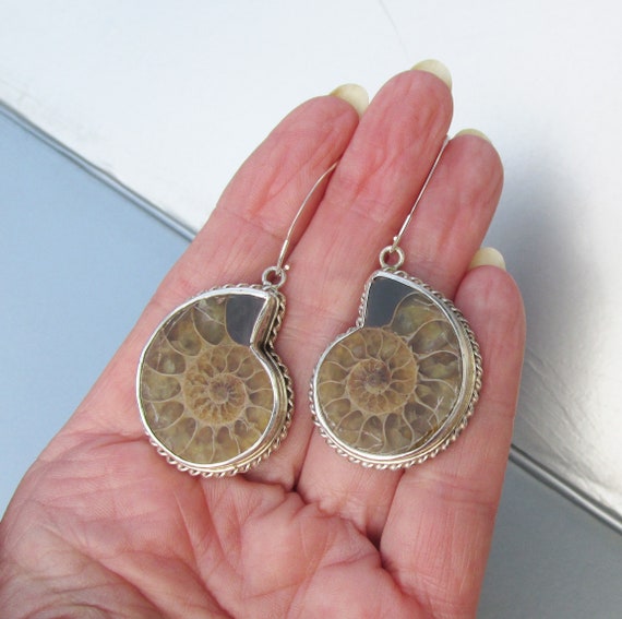 Large Sterling Silver Genuine Ammonite Fossil She… - image 3