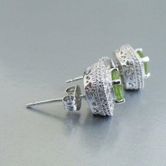 Sparkling Genuine Square Green Peridot Sterling S… - image 3