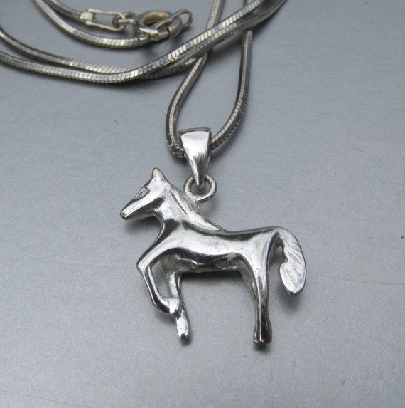 Sterling Silver HORSE Equestrian Pendant Necklace - image 2