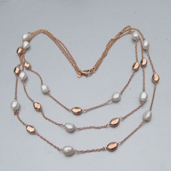 Honora Bronze Cultured Pearl 3 Strand Bib Necklace, New In Box!