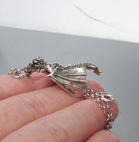 Sterling Silver Vintage 1980s Goth Flying DRAGON … - image 3