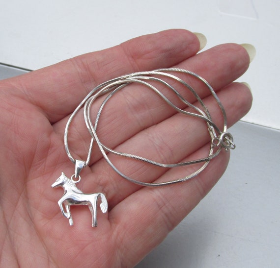 Sterling Silver HORSE Equestrian Pendant Necklace - image 3