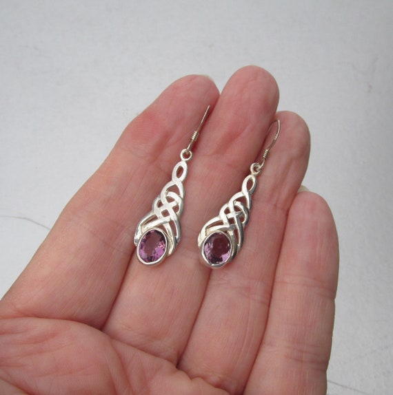 SALE!  Sterling Silver & Amethyst Celtic Knot Dan… - image 4