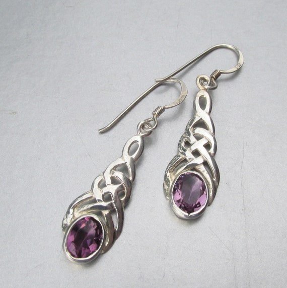 SALE!  Sterling Silver & Amethyst Celtic Knot Dan… - image 5