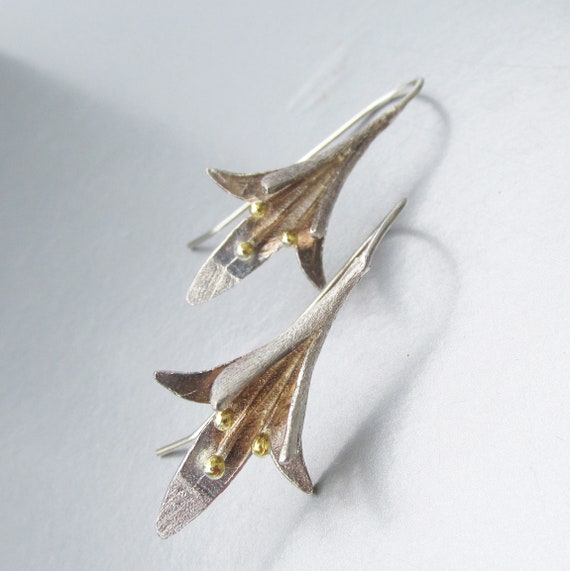 SALE! Textured Sterling Silver & Gold Filled LILY… - image 4