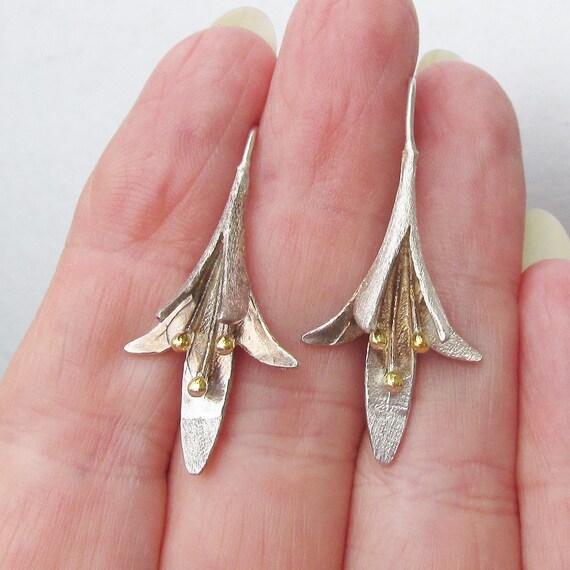SALE! Textured Sterling Silver & Gold Filled LILY… - image 5