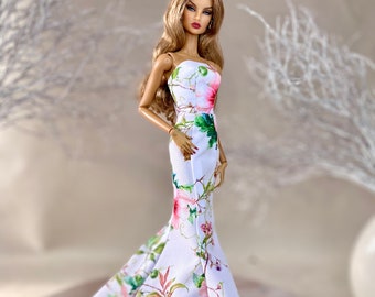 Long flower dress for 12” dolls