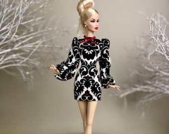 Handgemachte BJD Mini Kleid, Schwarz und Weiße Mode Puppenkleidung