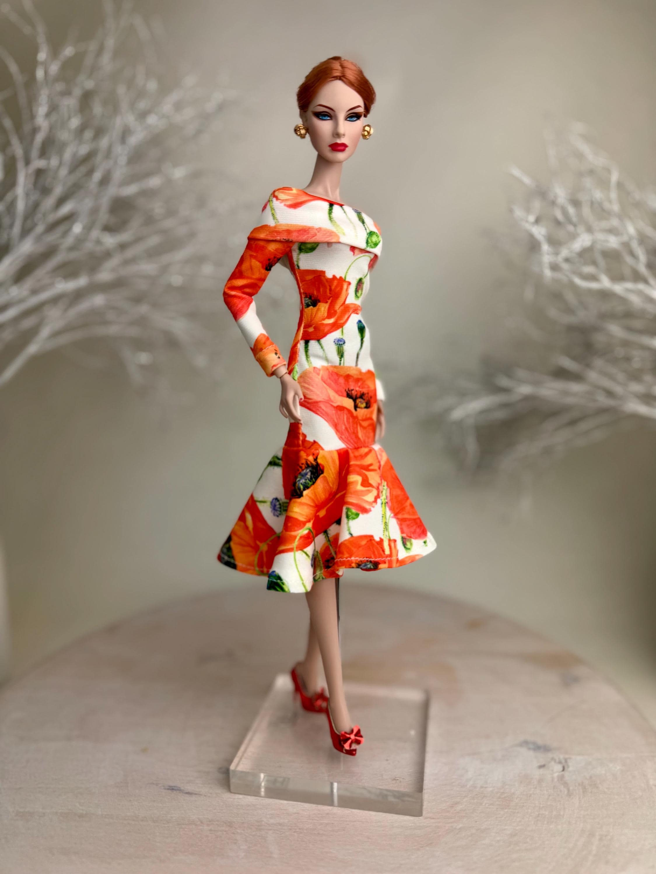 fitted lace wedding dress Dolce & Gabbana Daisy and Poppy Print Silk Blend Dress – Runway Catalog main image 1