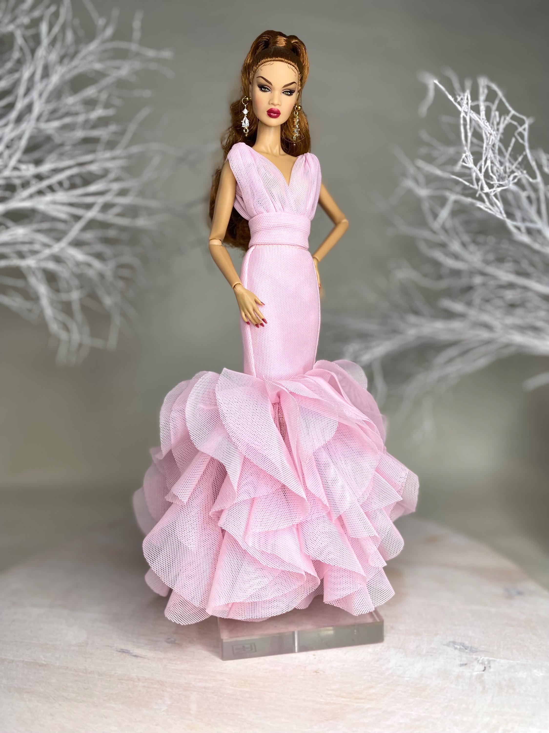 chiffon pink dress Long Sleeve Chiffon Dress (CD0192) main image 1