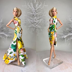 Flower dress for 12” dolls 1/6 scale
