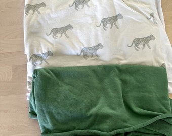 Leopard jersey and deep Sage French terry