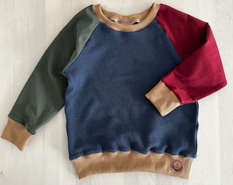 Waffle color block pullover