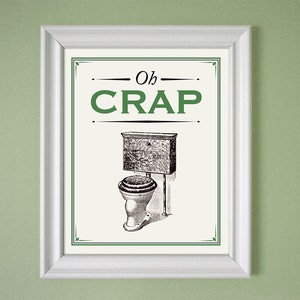 Oh Crap Blue Humorous Bathroom Art Vintage Style Print 8x10 9x12 11x14 16x20 24x30 image 3