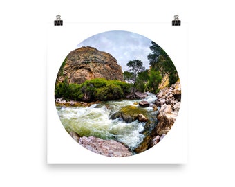 River Rapids Photograph Big Horn Photographs of America Landscape Fisheye Photo in Wyoming