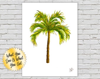 Minimalist Palm Tree Art Hand Drawn Tropical Plant Print 18x24 16x20 11x14 9x12 8x10