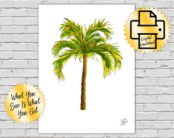 Palm Tree Digital Download Print at Home Office decor Small Tropical Clean Minimalist Bright Living Room Beach 8x10