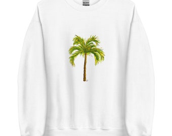 Palm Tree Hand Drawn Sweatshirt White