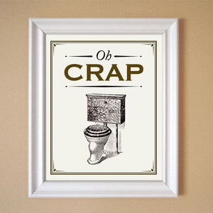 Oh Crap Blue Humorous Bathroom Art Vintage Style Print 8x10 9x12 11x14 16x20 24x30 image 4