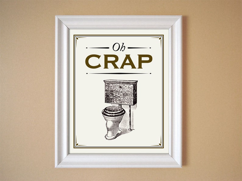 Oh Crap Blue Humorous Bathroom Art Vintage Style Print 8x10 9x12 11x14 16x20 24x30 image 4